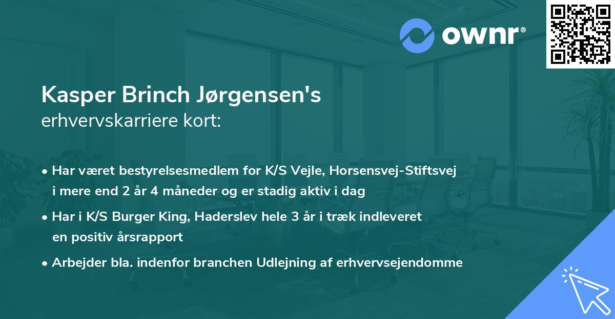 Kasper Brinch Jørgensen's erhvervskarriere kort