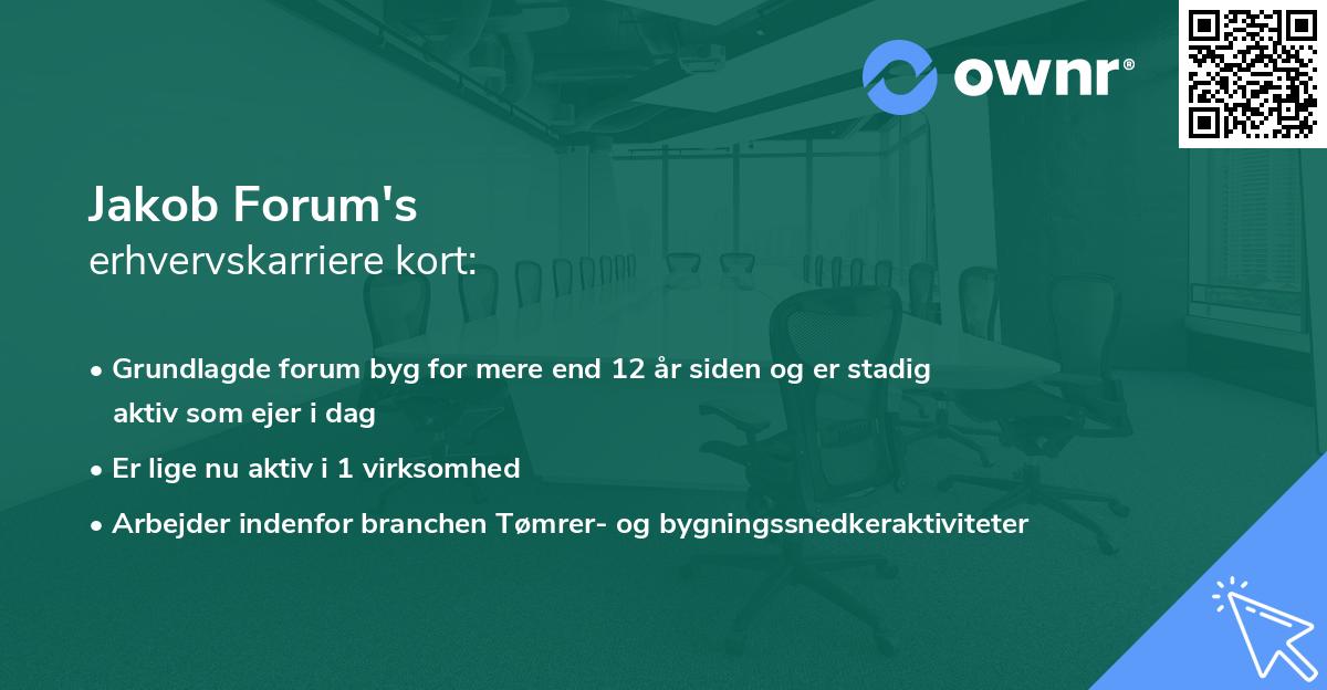 Jakob Forum's erhvervskarriere kort