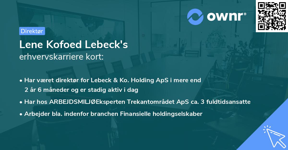 Lene Kofoed Lebeck's erhvervskarriere kort