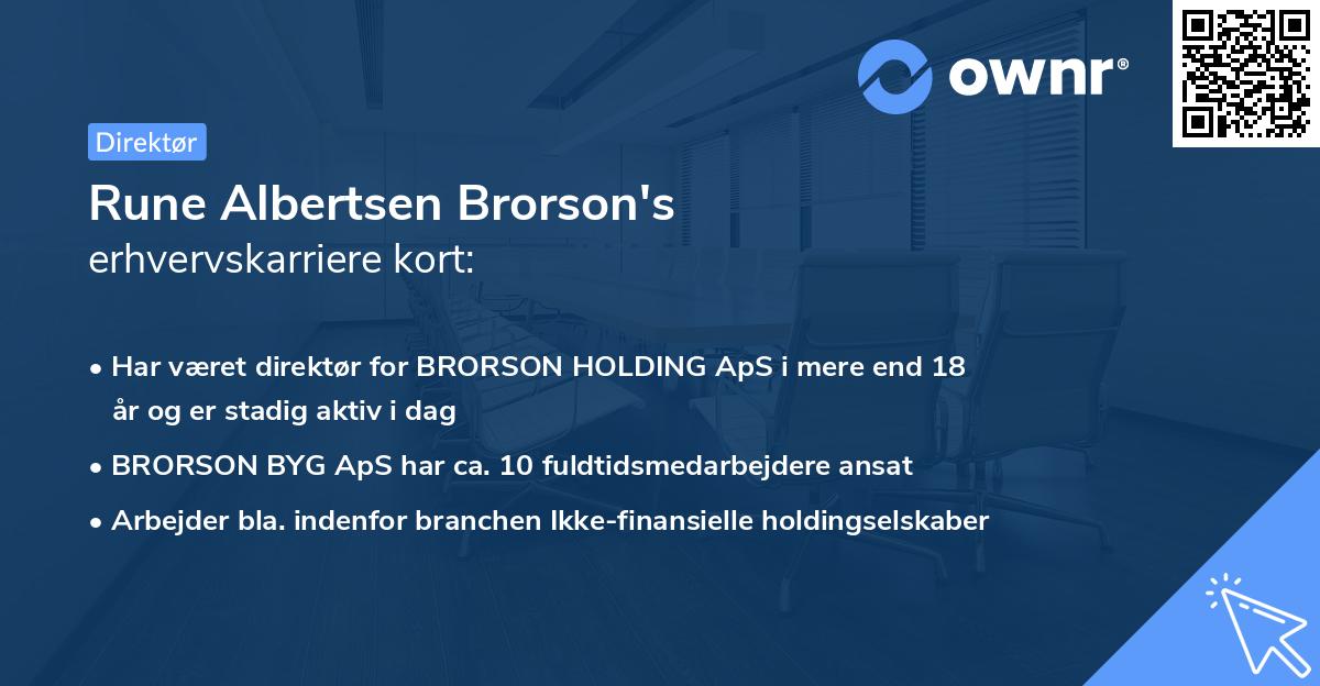 Rune Albertsen Brorson's erhvervskarriere kort