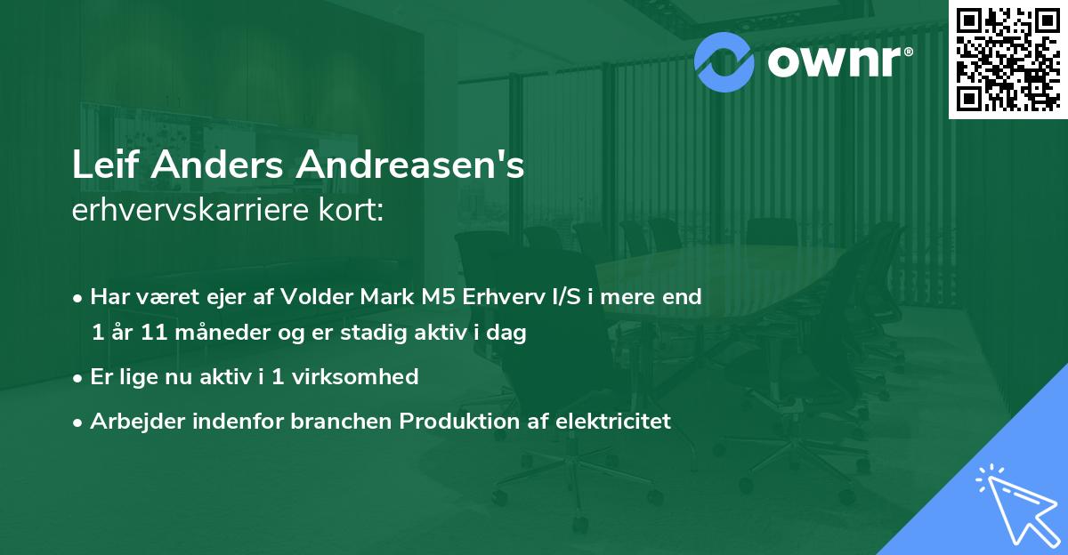 Leif Anders Andreasen's erhvervskarriere kort