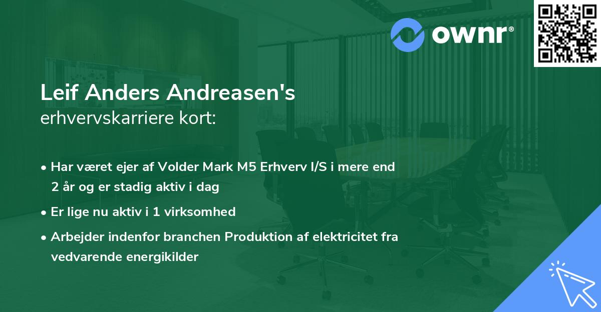 Leif Anders Andreasen's erhvervskarriere kort