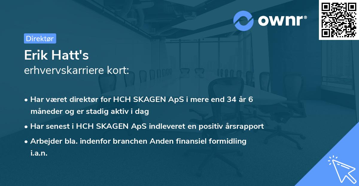 Erik Hatt's erhvervskarriere kort