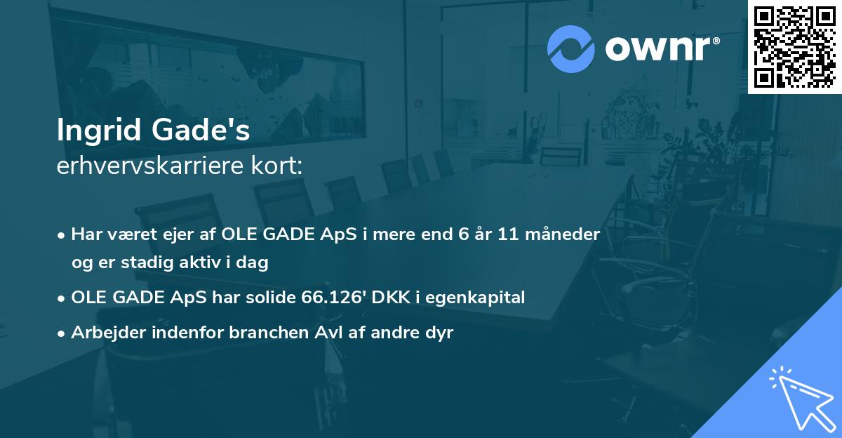 Ingrid Gade's erhvervskarriere kort