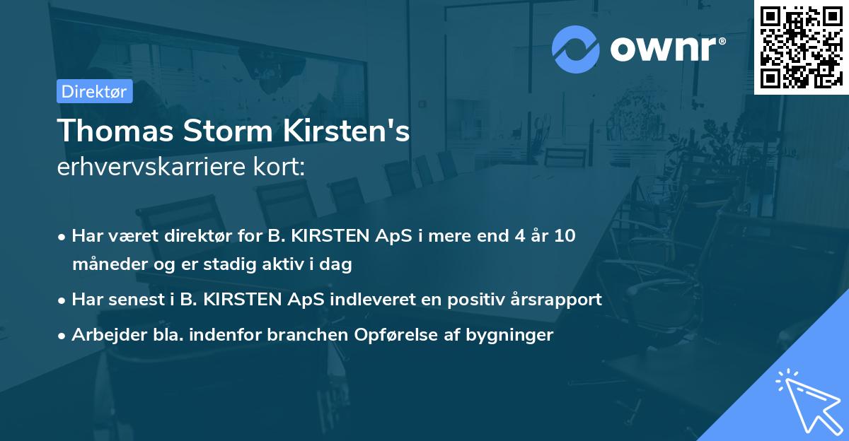 Thomas Storm Kirsten's erhvervskarriere kort