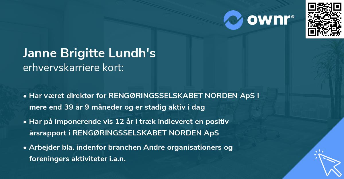 Janne Brigitte Lundh's erhvervskarriere kort