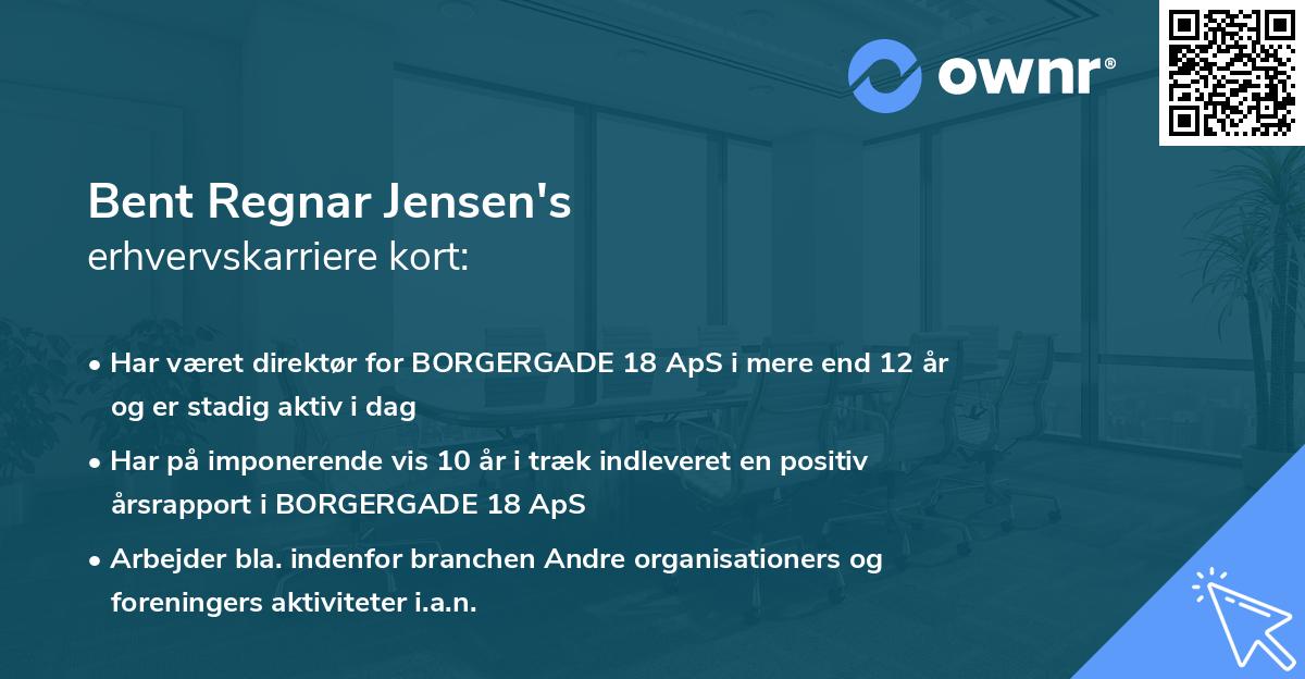 Bent Regnar Jensen's erhvervskarriere kort