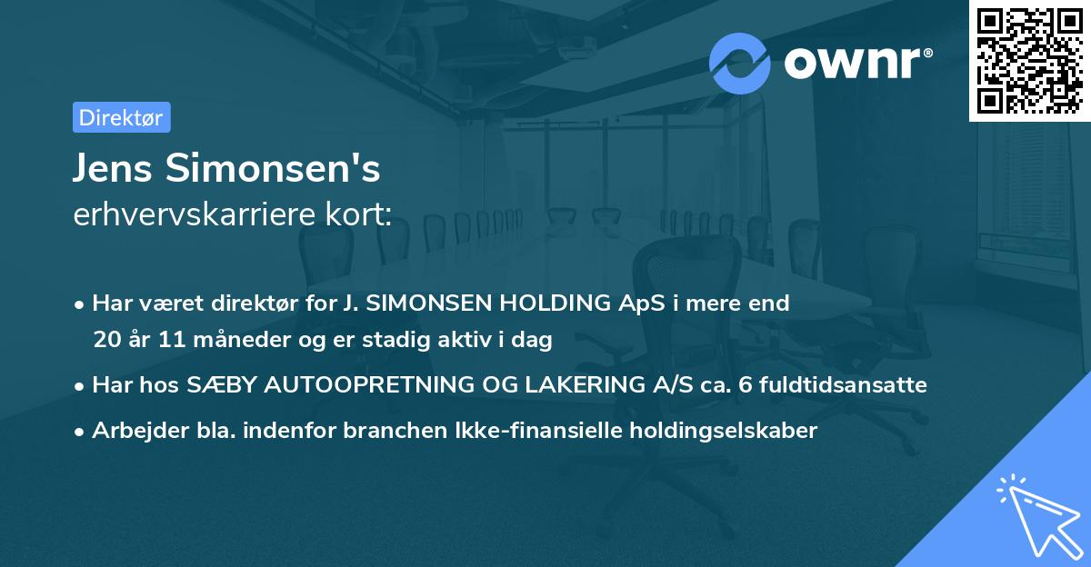 Jens Simonsen's erhvervskarriere kort