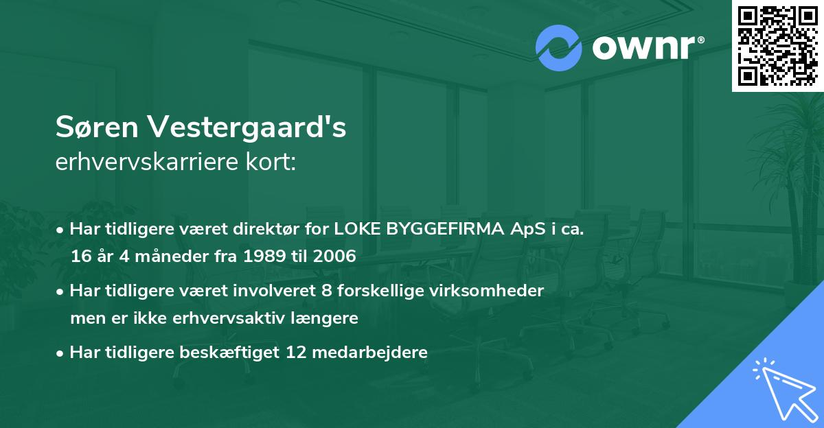 Søren Vestergaard's erhvervskarriere kort