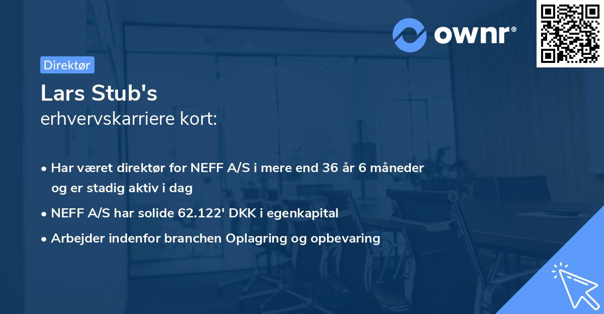 Lars Stub's erhvervskarriere kort