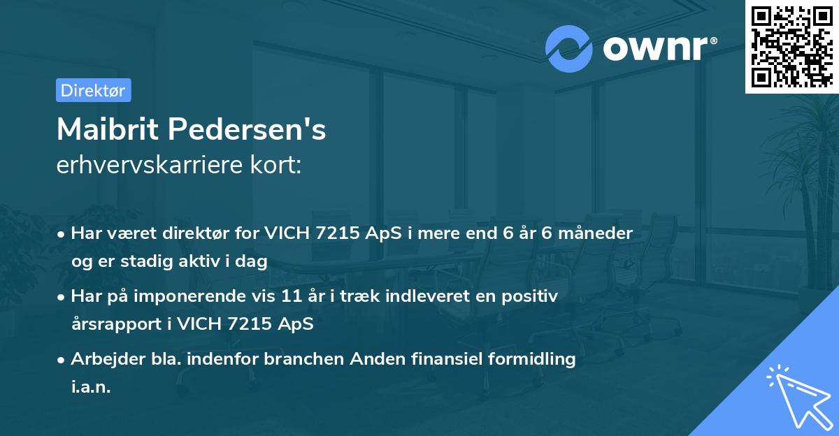 Maibrit Pedersen's erhvervskarriere kort