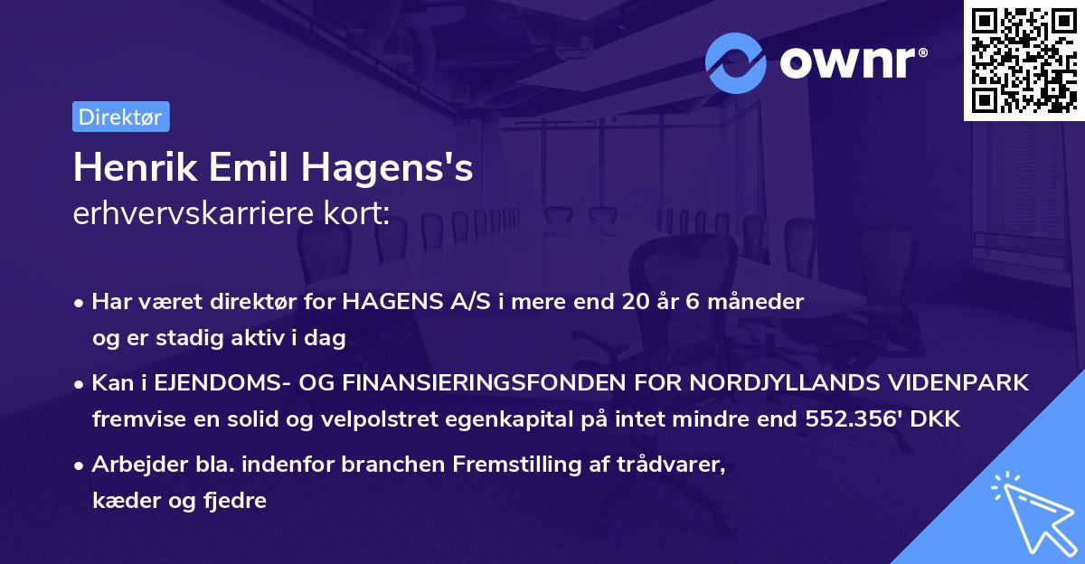 Henrik Emil Hagens's erhvervskarriere kort
