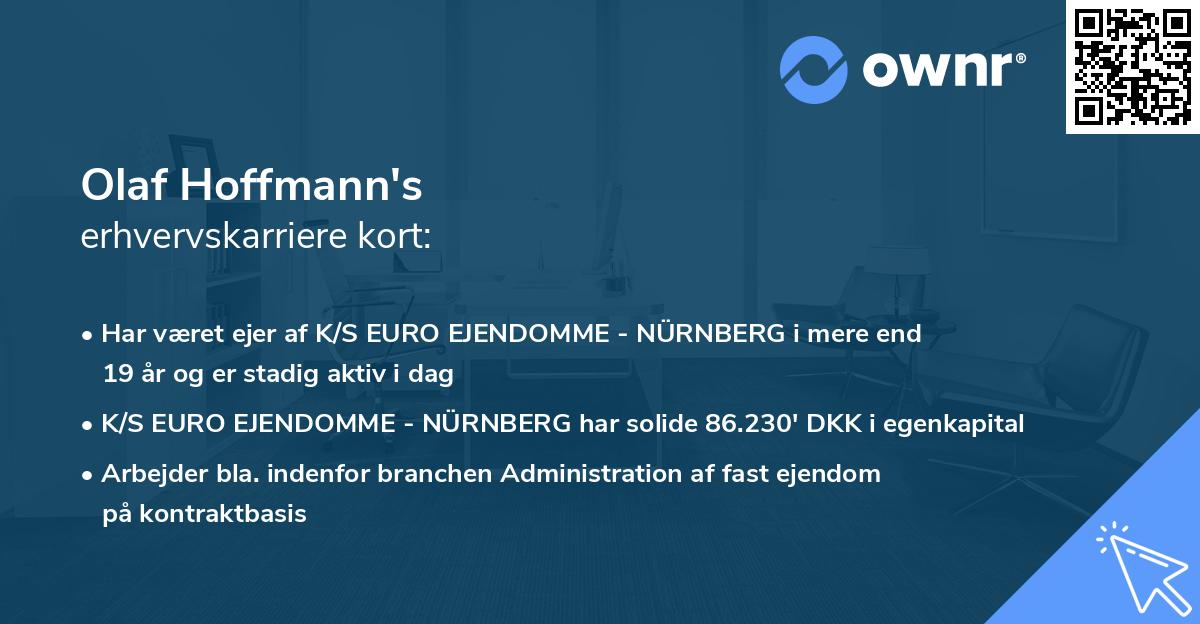 Olaf Hoffmann's erhvervskarriere kort