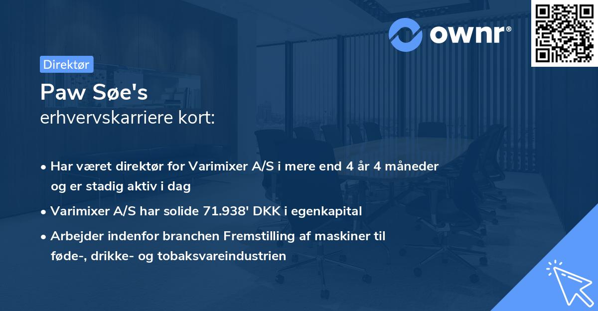 Paw Søe's erhvervskarriere kort