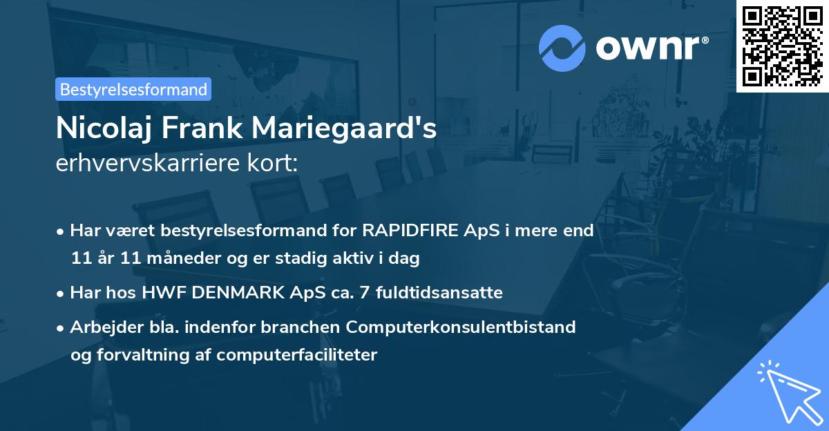 Nicolaj Frank Mariegaard's erhvervskarriere kort