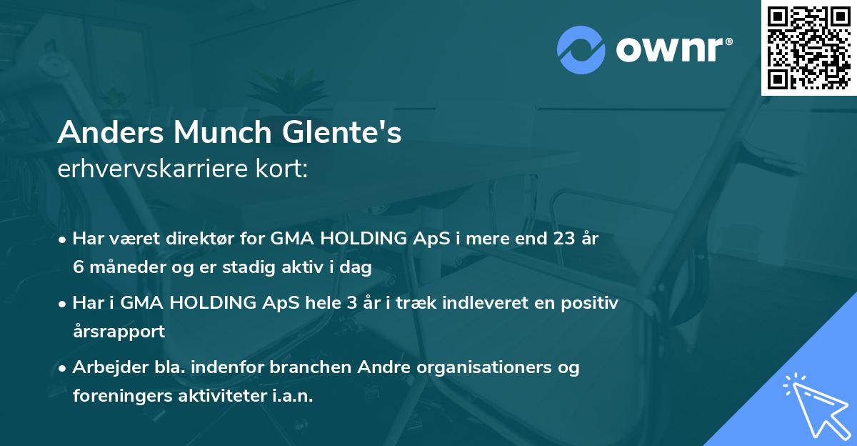 Anders Munch Glente's erhvervskarriere kort