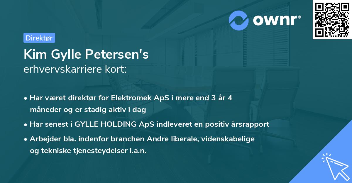 Kim Gylle Petersen's erhvervskarriere kort