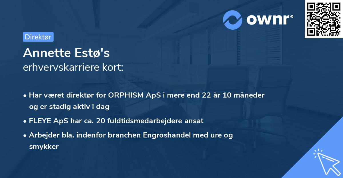 Annette Estø's erhvervskarriere kort