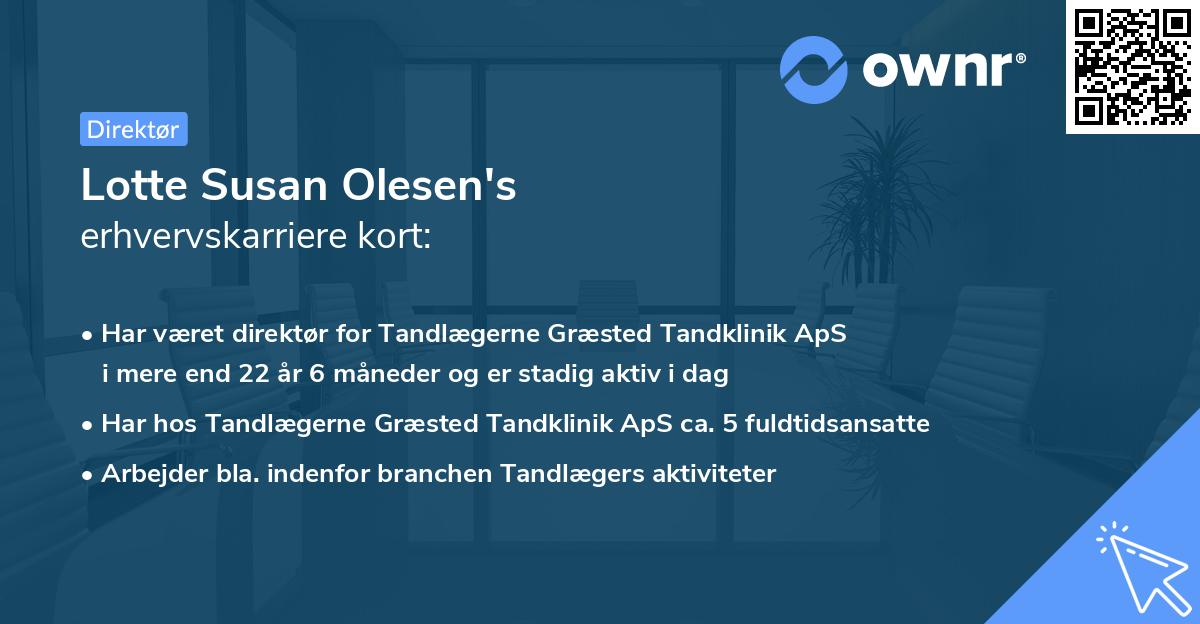 Lotte Susan Olesen's erhvervskarriere kort