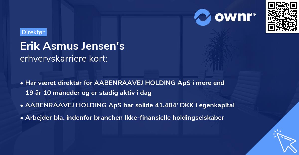 Erik Asmus Jensen's erhvervskarriere kort