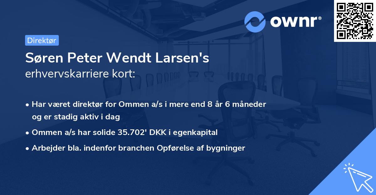Søren Peter Wendt Larsen's erhvervskarriere kort