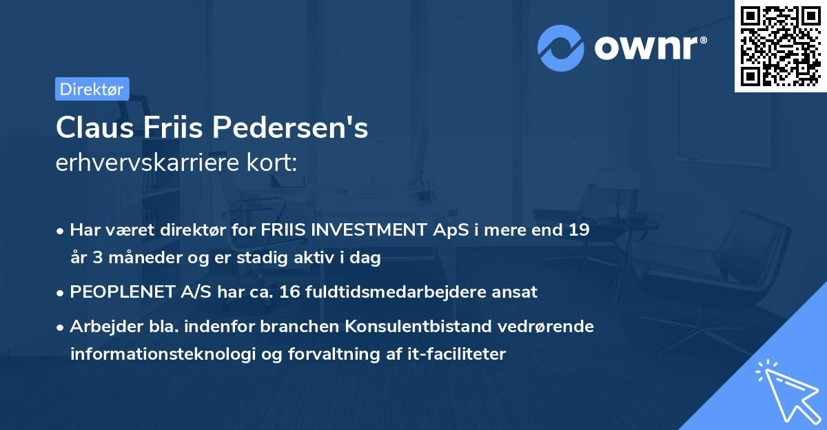 Claus Friis Pedersen's erhvervskarriere kort