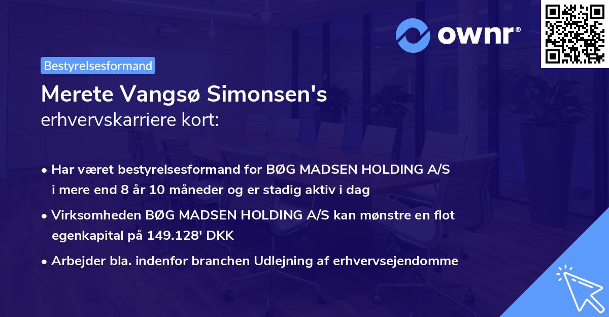 Merete Vangsø Simonsen's erhvervskarriere kort