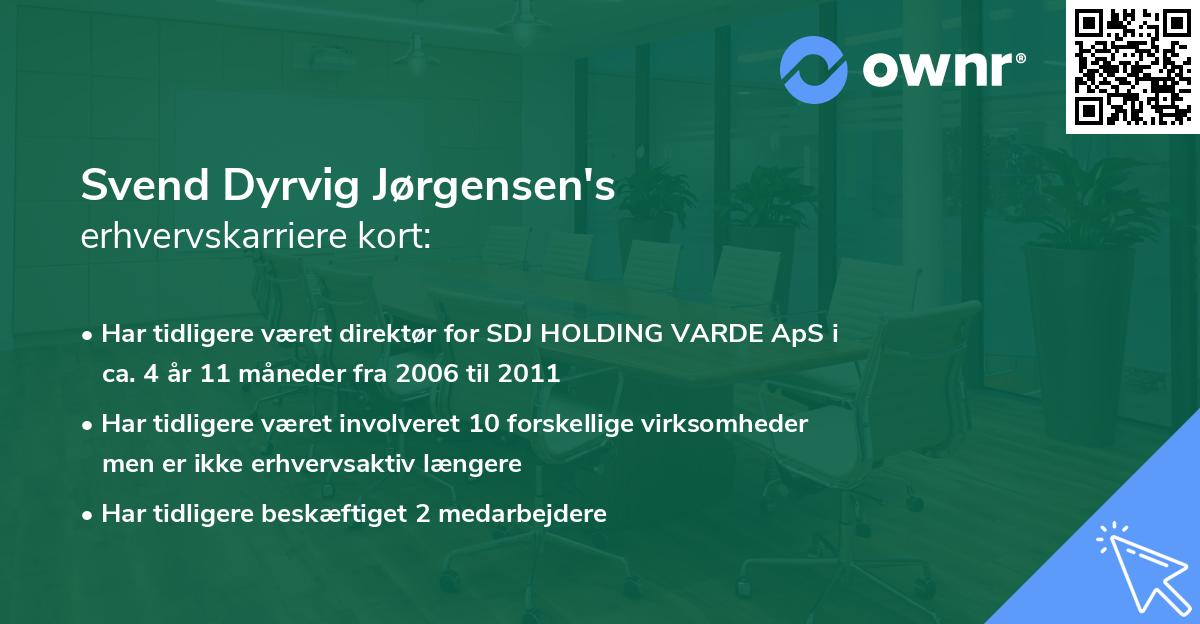 Svend Dyrvig Jørgensen's erhvervskarriere kort