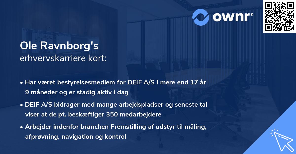 Ole Ravnborg's erhvervskarriere kort