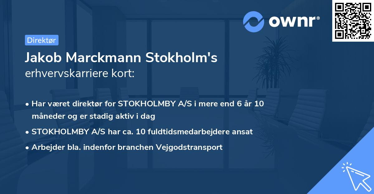 Jakob Marckmann Stokholm's erhvervskarriere kort