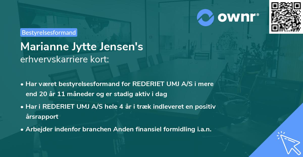 Marianne Jytte Jensen's erhvervskarriere kort