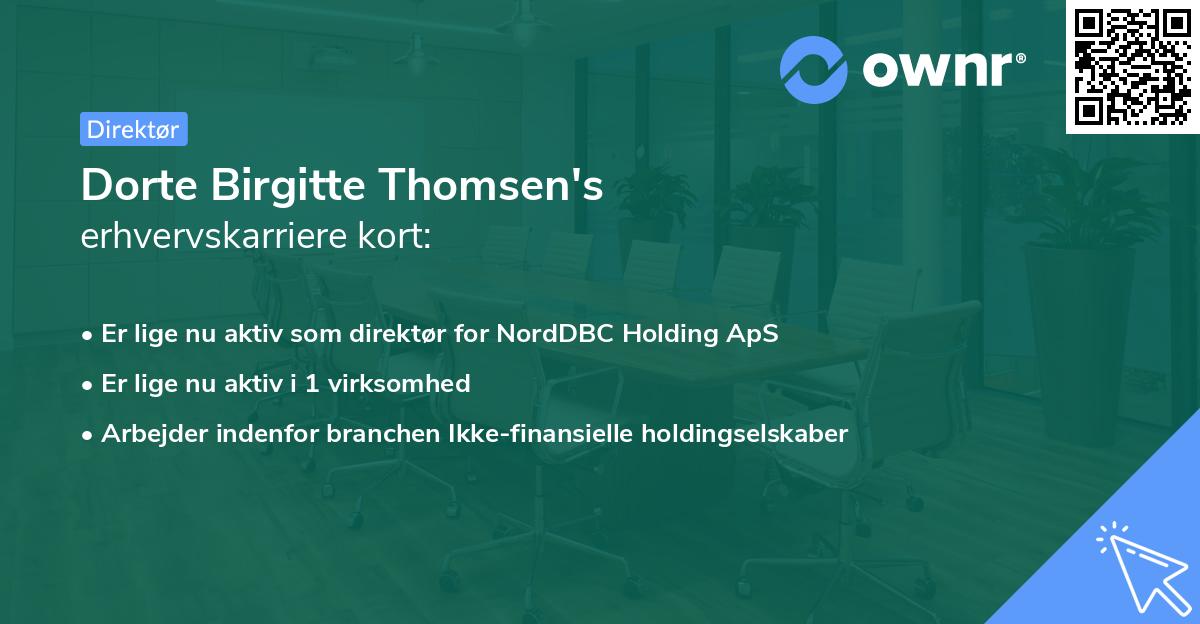 Dorte Birgitte Thomsen's erhvervskarriere kort