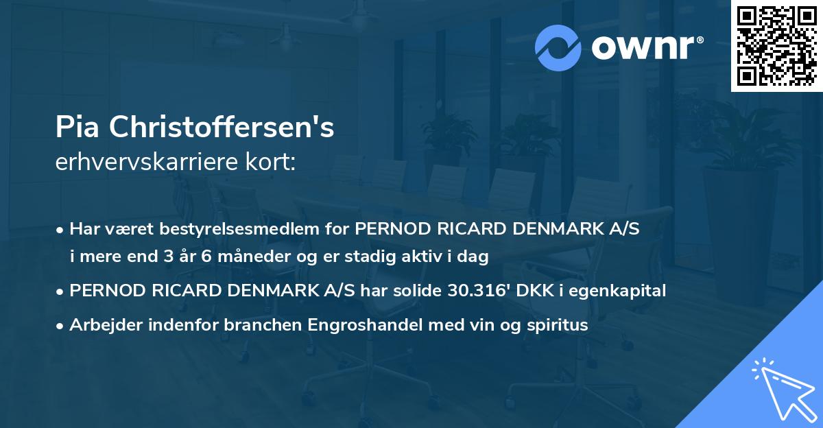 Pia Christoffersen's erhvervskarriere kort