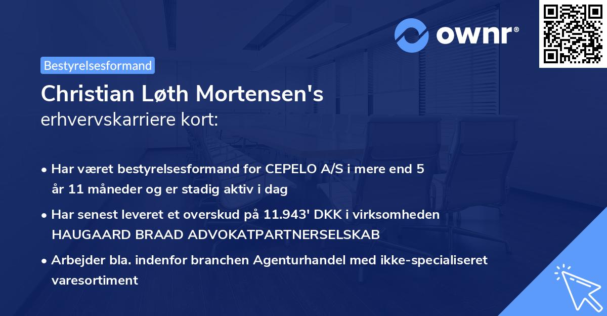 Christian Løth Mortensen's erhvervskarriere kort