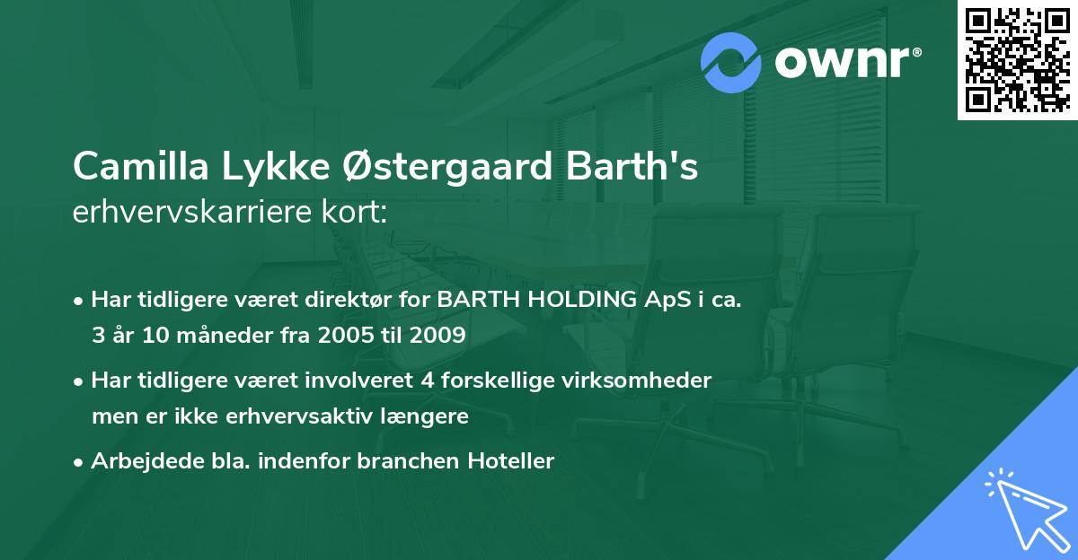 Camilla Lykke Østergaard Barth's erhvervskarriere kort