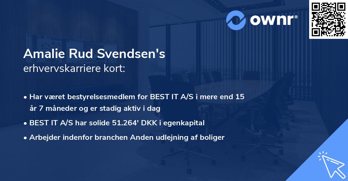 Amalie Rud Svendsen's erhvervskarriere kort