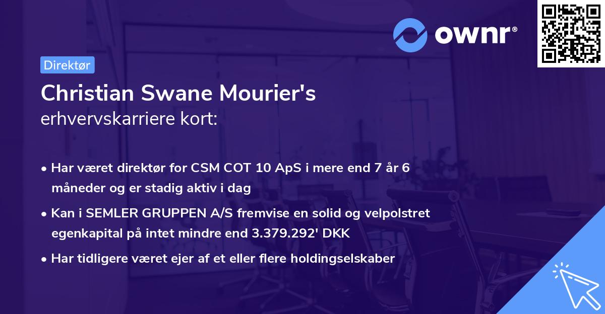 Christian Swane Mourier's erhvervskarriere kort