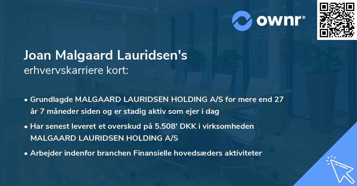 Joan Malgaard Lauridsen's erhvervskarriere kort