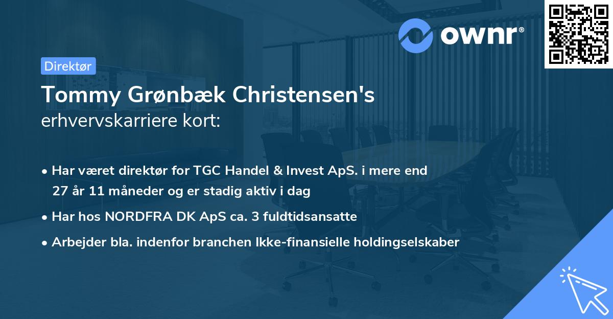 Tommy Grønbæk Christensen's erhvervskarriere kort