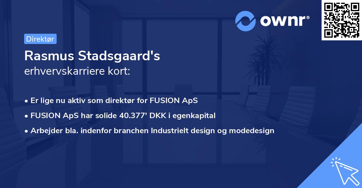 Rasmus Stadsgaard's erhvervskarriere kort