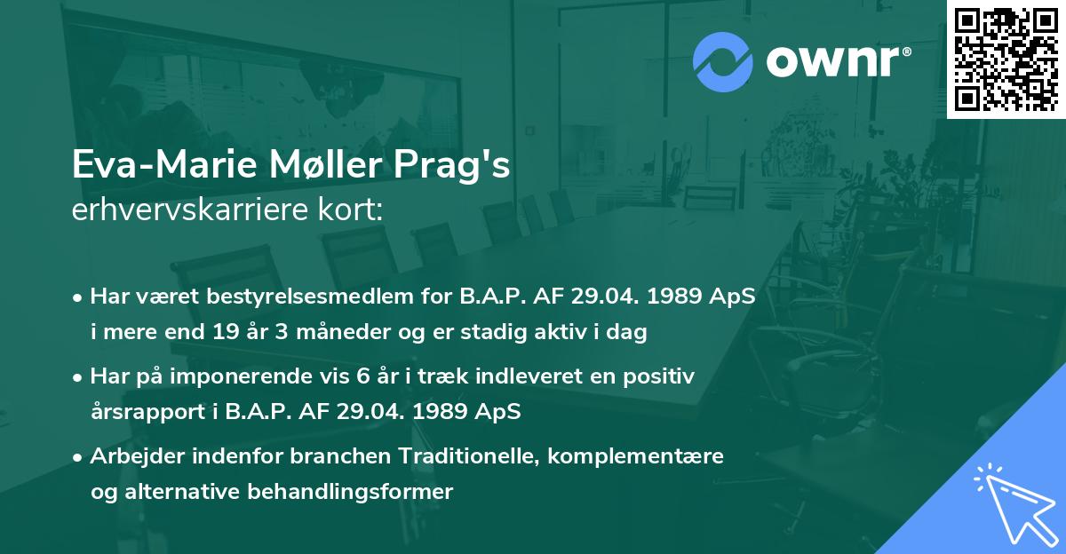 Eva-Marie Møller Prag's erhvervskarriere kort