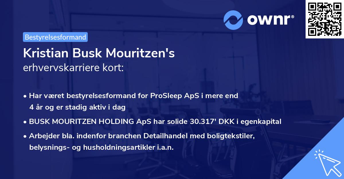 Kristian Busk Mouritzen's erhvervskarriere kort