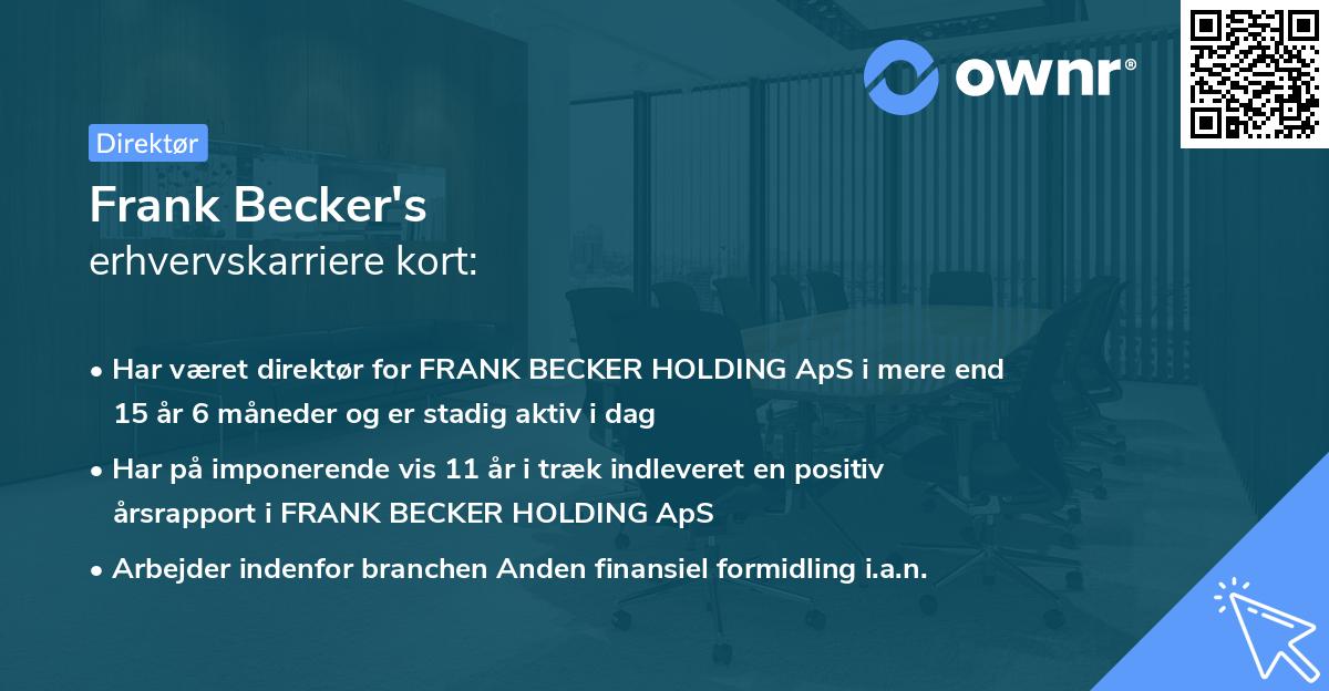Frank Becker's erhvervskarriere kort