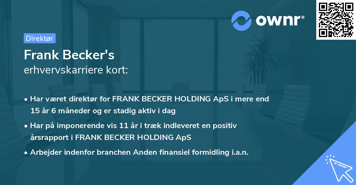 Frank Becker's erhvervskarriere kort