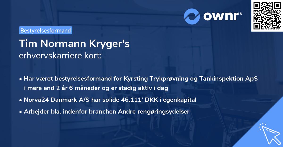 Tim Normann Kryger's erhvervskarriere kort