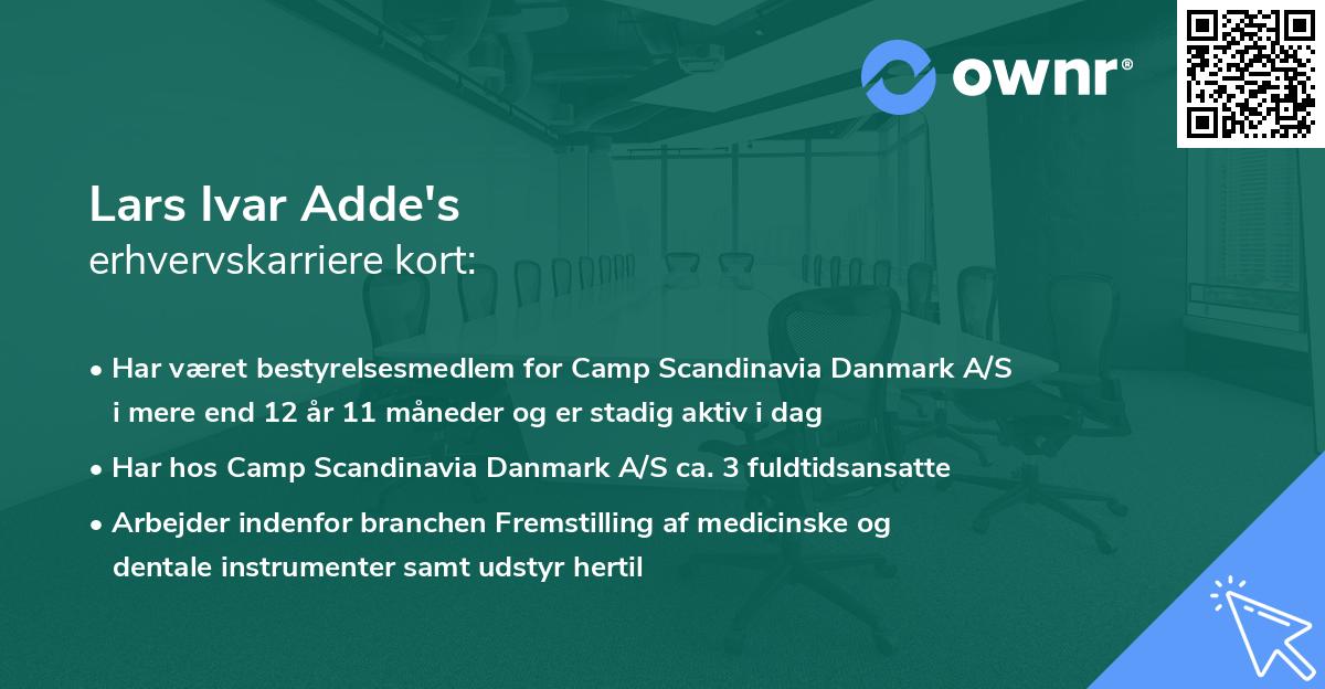 Lars Ivar Adde's erhvervskarriere kort