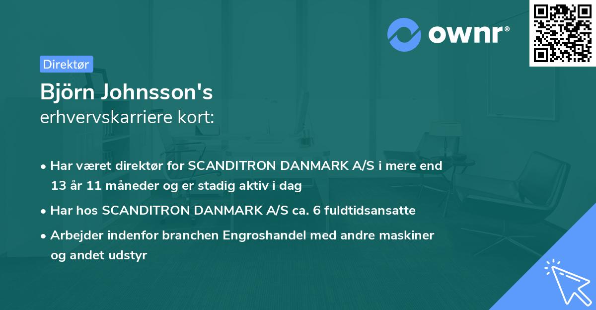 Björn Johnsson's erhvervskarriere kort