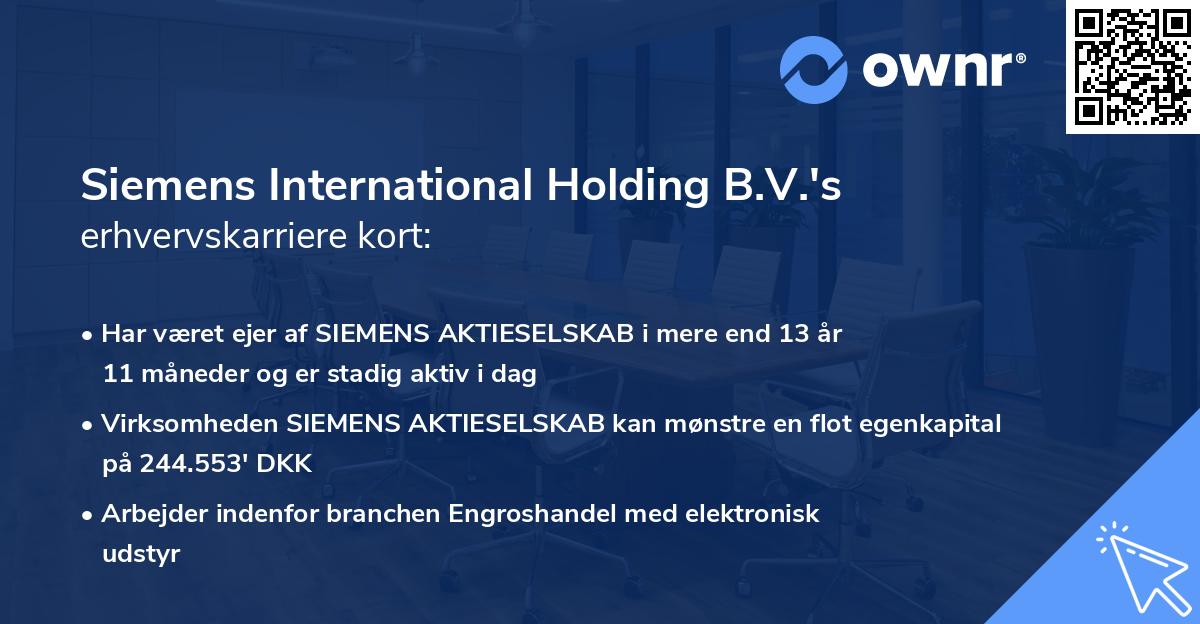 Siemens International Holding B.V.'s erhvervskarriere kort