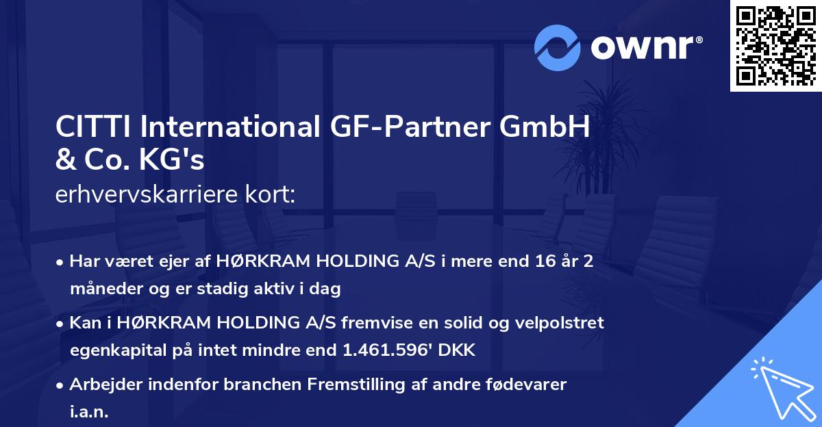 CITTI International GF-Partner GmbH & Co. KG's erhvervskarriere kort