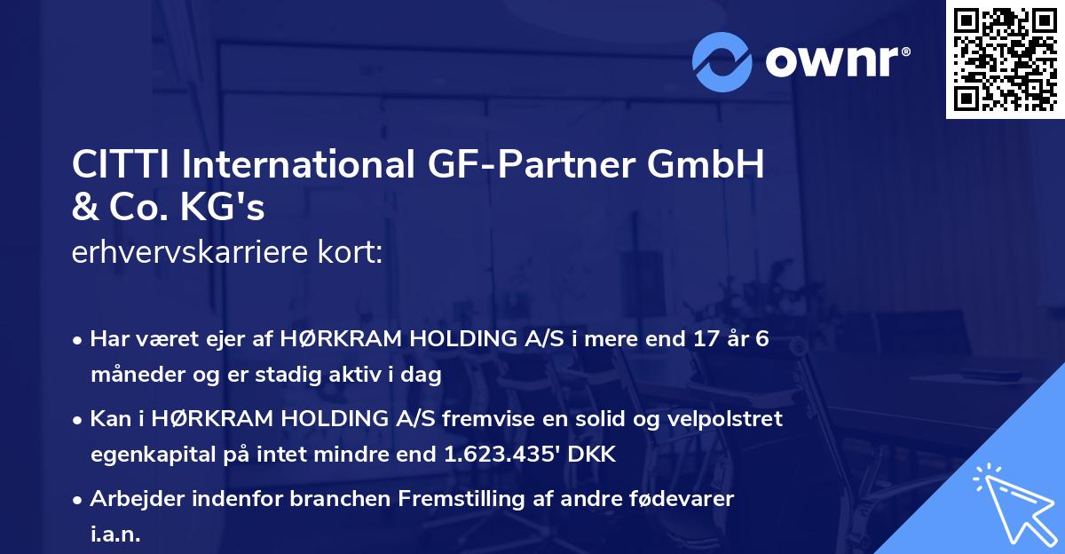 CITTI International GF-Partner GmbH & Co. KG's erhvervskarriere kort